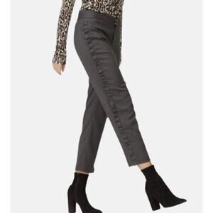 Club Monaco Womens 0 Navy Blue Ruffle Trim Cropped Ankle Trousers Dress Pants